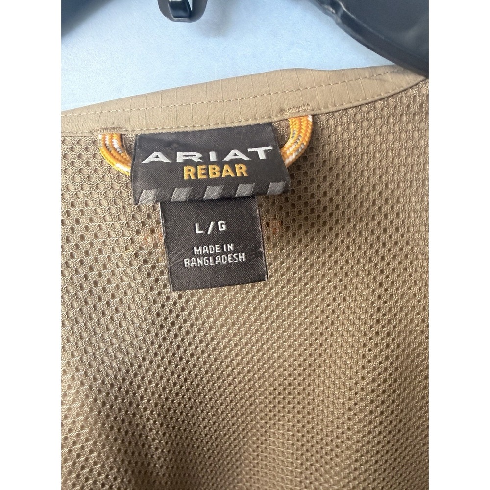 Ariat Rebar Shirt Mens Large Tan Short Sleeve Button Front Workwear - Picture 7 of 7